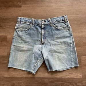 Vintage Levis Big E Jeans Shorts Mens 34 Blue Denim Orange‎ Tab Cut Off Jorts 6"